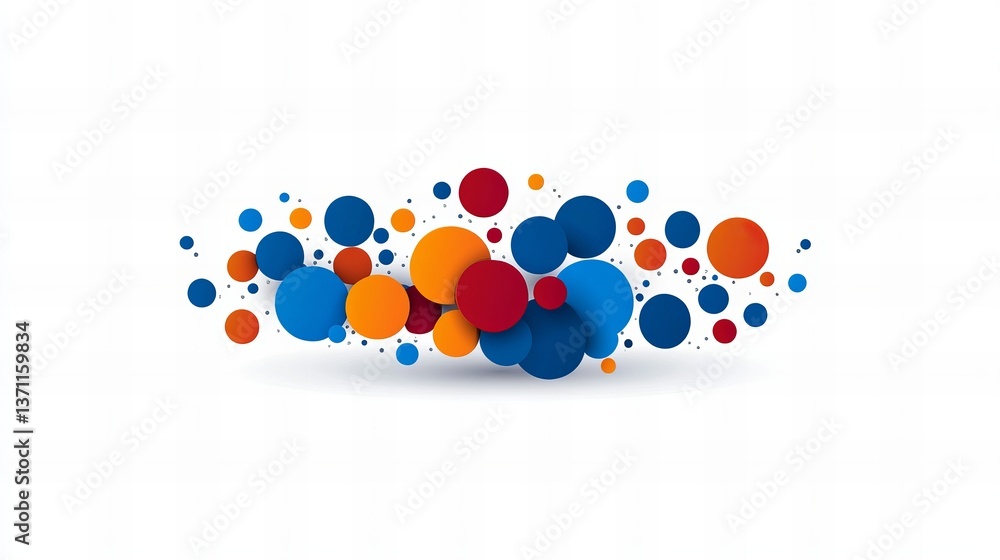 Poster colorful circles are clustered together and casting subtle shadows on a bright white surface.