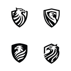 Fototapeta premium Set Collection Eagle shield logo Design, Shield eagle logo, falcon or hawk head badge emblem vector icon