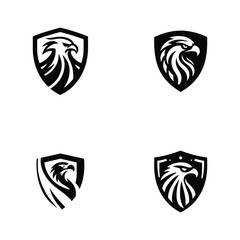 Fototapeta premium Set Collection Eagle shield logo Design, Shield eagle logo, falcon or hawk head badge emblem vector icon