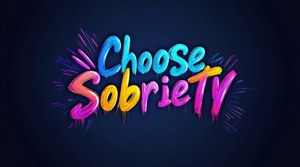 Colorful 'Choose SobrieTy' text is presented with paint drip effects against a dark background, featuring stylized graphic elements.
