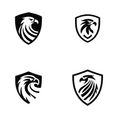 Fototapeta premium Set Collection Eagle shield logo Design, Shield eagle logo, falcon or hawk head badge emblem vector icon