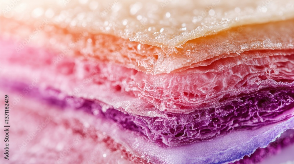 Poster macro of layered candy with sugar crystals and a gradient color effect. it's ideal for backgrounds o