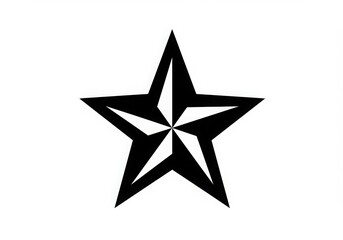Obraz premium A graphic illustration of a black five pointed star with white inner star design on white background