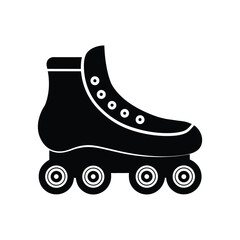 Roller Skate Silhouette: A classic roller skate design, rendered in a striking black and white, embodies the spirit of retro fun, leisure, and active recreation.