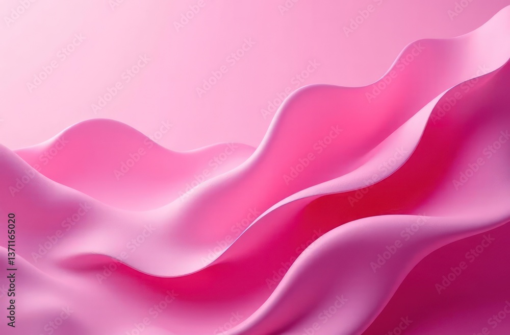 Aufkleber smooth pink abstract waves flowing across image in soft, harmonious pattern. minimalist fluid design