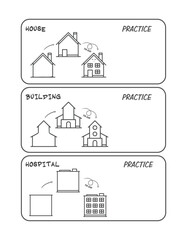 Fototapeta premium Teaching drawing to children. design, icon, vector, symbol, school, icons, activity sheet, cartoon, characters, doodles, toy, toys, Coloring page, drawing, draw, activity book, education