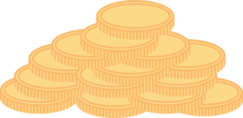 Golden coins pile. Money stack. Hand drawn vector illustration.