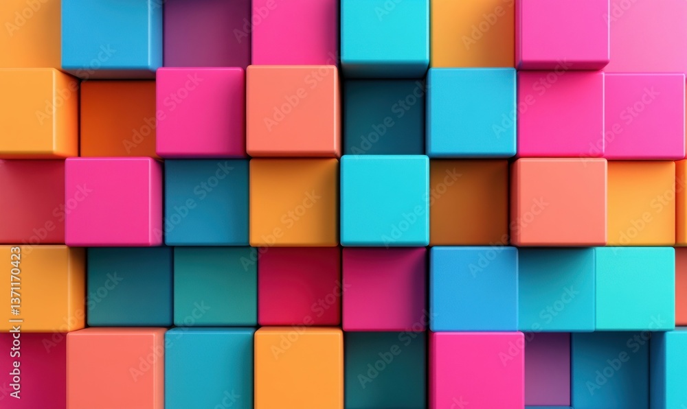 Poster a colourful array of stacked 3d cubes presents a vibrant and geometrically appealing background.