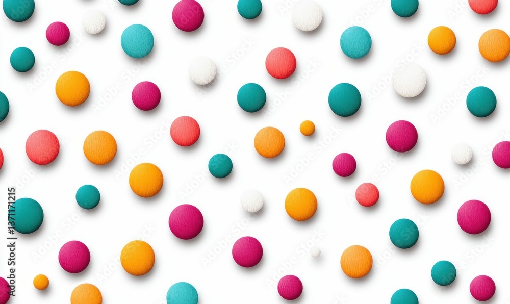 Poster a vibrant array of colorful circles creates a playful, scattered pattern on a white background.