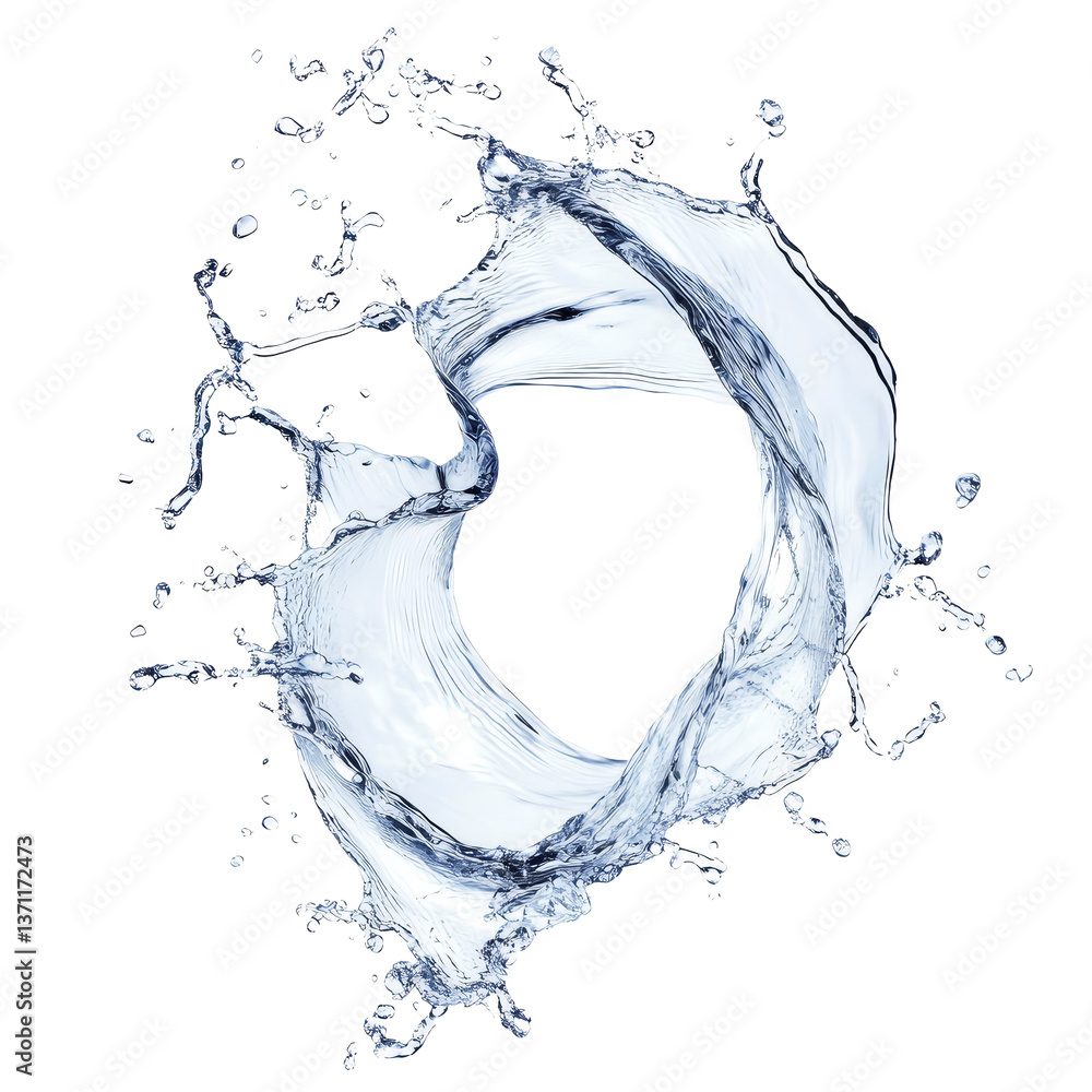 Poster dynamic twisted water splash captured against a stark transparent background showcasing fluid moveme