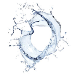 Dynamic twisted water splash captured against a stark transparent background showcasing fluid movement and energy, Twisted water splash isolated