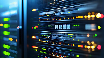 Close Up Of Server Racks In Data Center