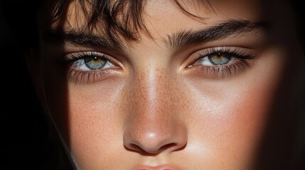 Fototapeta premium Close-up facial portrait, expressive eyes