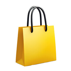 Yellow shopping bag isolated on overlays, clip art, transparent png.
