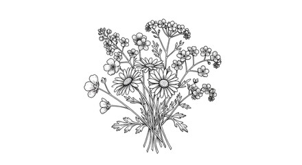 Detailed Floral Bouquet Sketch