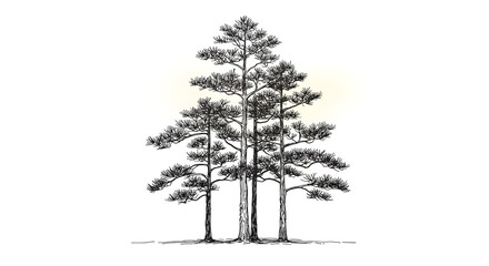Pine Trees Nature Sketch