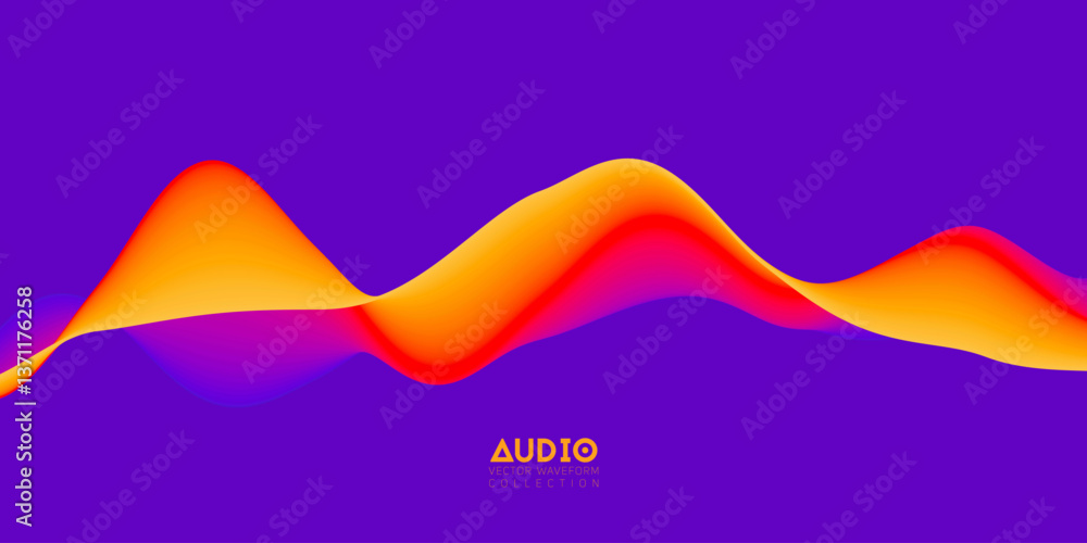 Poster gradient sound wave abstract background. colorful flow of music wave. vector vibrant fluid splash.