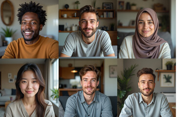 Fototapeta premium Remote Work in Action – Multi-Ethnic Team Discussing Projects on a Zoom Call