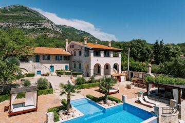 Ancient stone villa with pool at Talici Hill Hotel. Sutomore, Montenegro