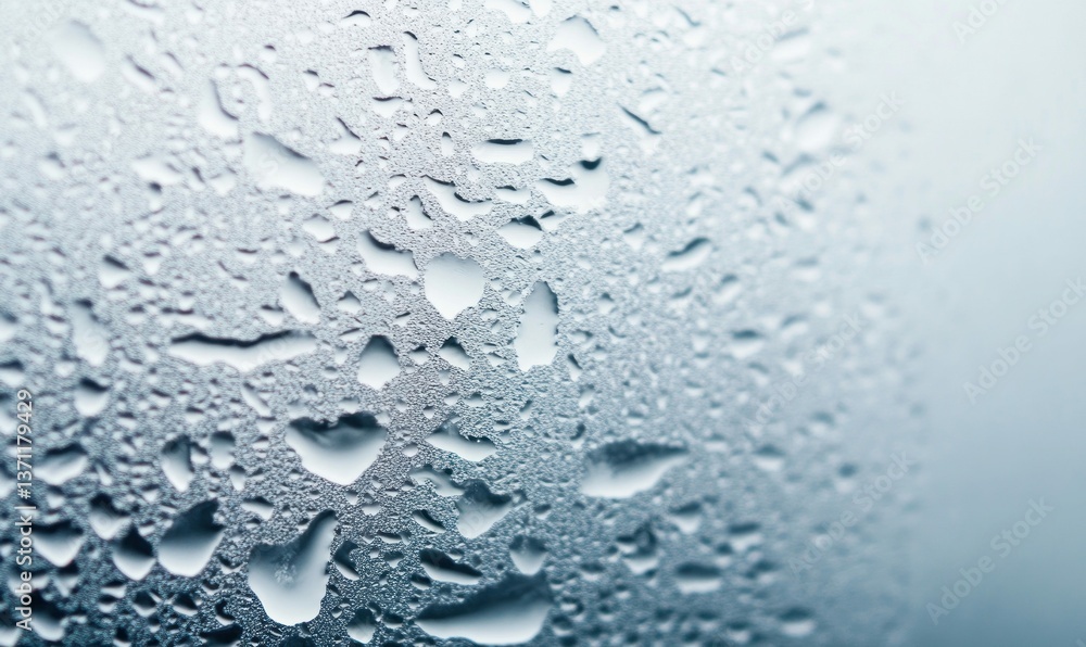 Poster close-up of water droplets clinging to a frosted surface creates a refreshing and textured backgroun