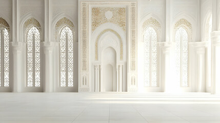Obraz premium White Mosque Interior With Golden Ornamentation
