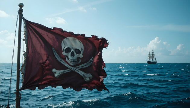 Jolly Roger Pirate Flag Ocean Sea Ship