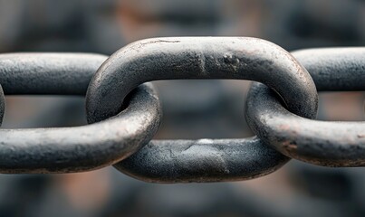 Fototapeta premium Close-up of a metal chain depicts strength and interdependence, highlighting interconnectedness and security.