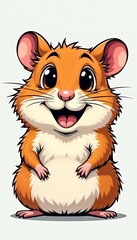 Fototapeta premium Happy cartoon hamster smiling against a light background 