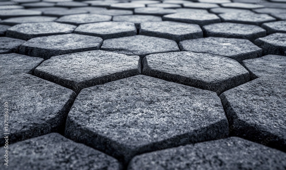 Poster close-up shows the hexagonal basalt columns, forming a geometric pattern on a flat surface.