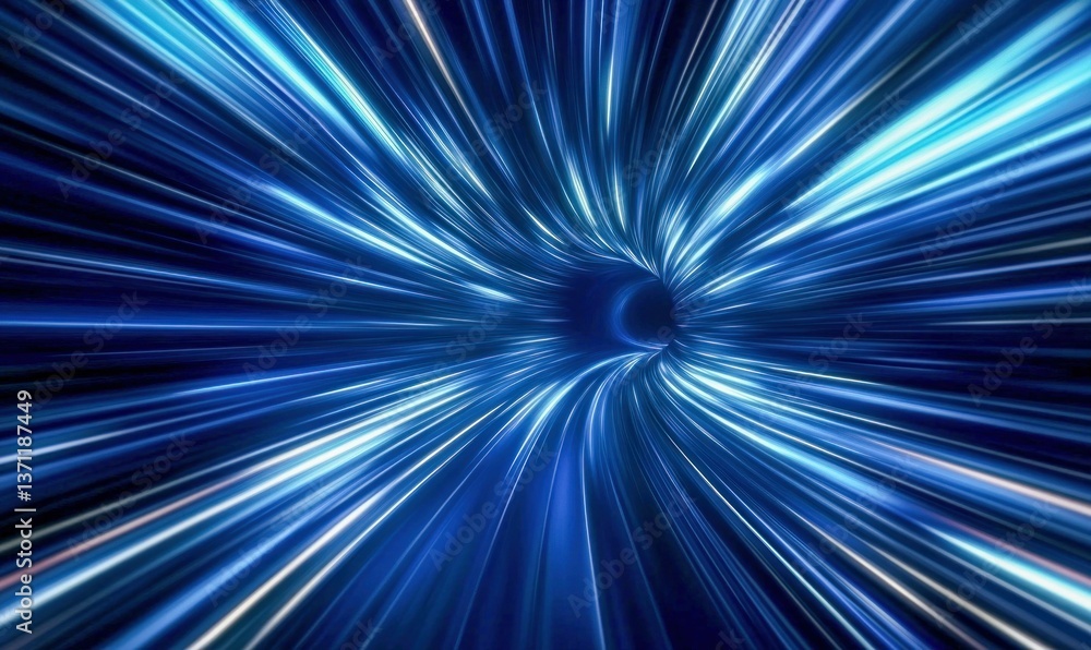 Poster abstract blue light streaks create a dynamic warp speed effect, simulating time travel and technolog