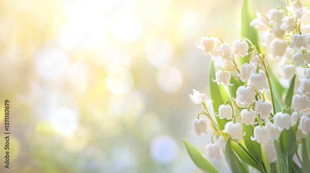 Poster elegant spring flowers with soft lighting and bokeh effect for a serene banner design