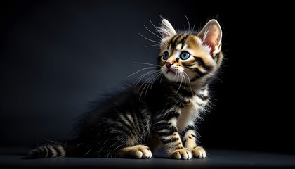 Cute Bengal Kitten  Adorable Pet Cat Portrait