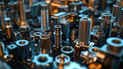 Fototapeta premium Metallic Parts Grouped Together in Symmetry 