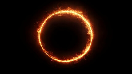Fiery Orange Circle Frame on Black Background