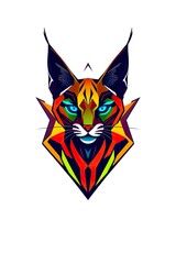 Abstract Caracal Portrait with Geometric Flair