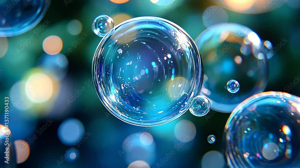 Aufkleber blue soap bubbles floating in a serene atmosphere generative ai