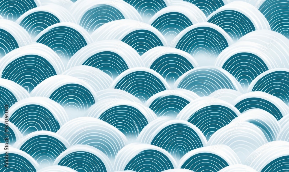 Poster elegant blue and white curved arches create a seamless and visually appealing pattern design.