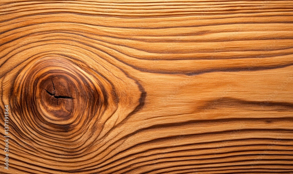 Aufkleber close-up reveals intricate wood grain patterns and a distinctive knot, adding character and warmth.