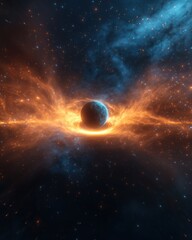 Obraz premium Vast Cosmic Nebula Spiraling into Black Hole Intricate Celestial Details Glowing Dust Trails