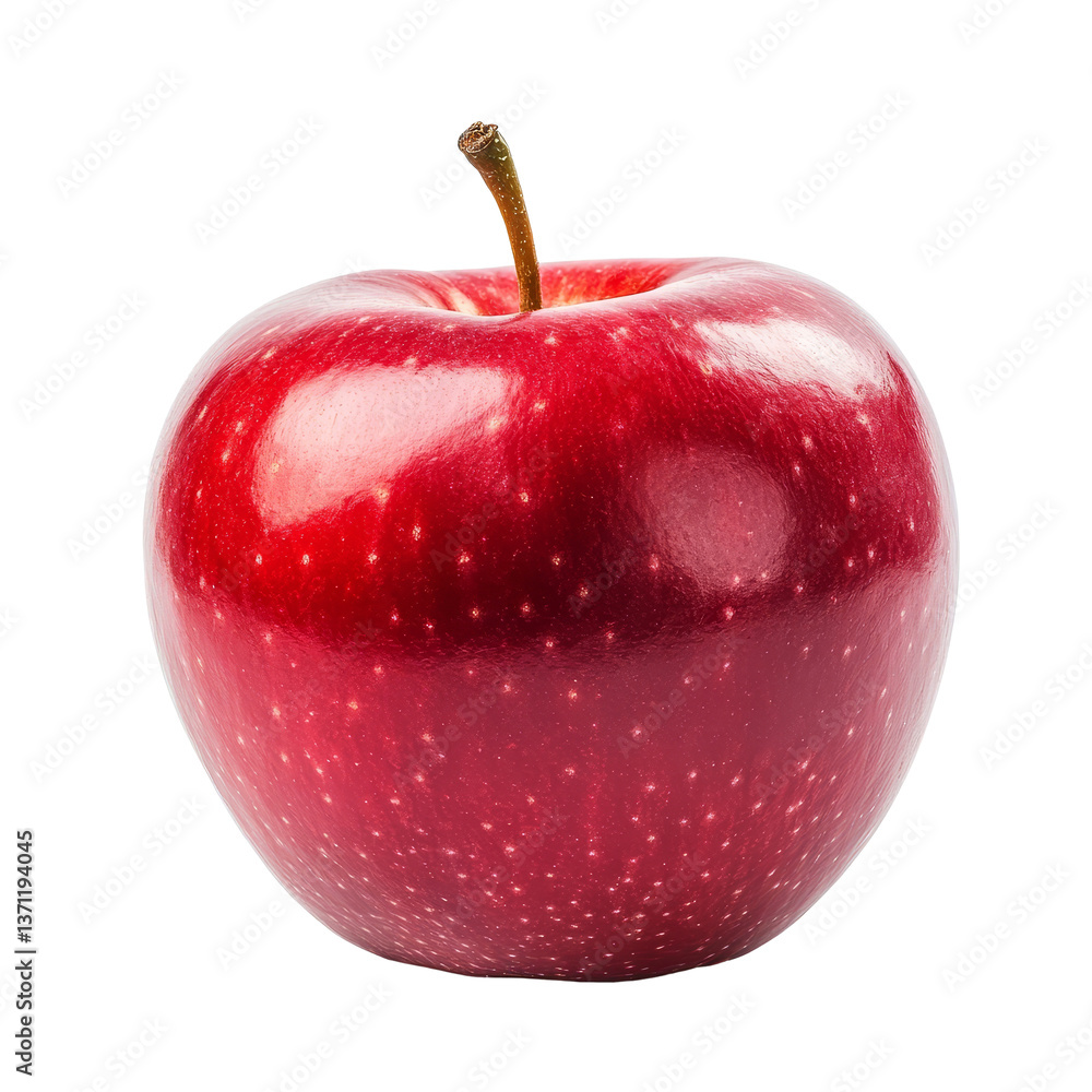 Poster fresh red apple isolated on a clean transparent background highlighting its vibrant color and smooth