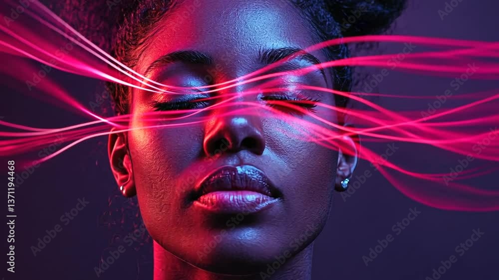 Poster exploring brain waves through colorful light and meditation generative ai