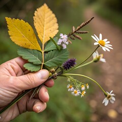 High-angle medium shot of a cheerful couple holding hands and walking across a lush green meadow under a bright, sunny sky