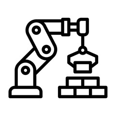 Robot Construction outline icon. Robot arm black line illustration.