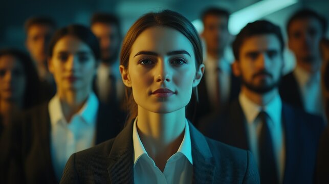 Group of business people walking down an office hallway. Businesswomen and businessmen are unified in a team. A successful collaboration with a corporate confidence expert. A lifestyle team of.