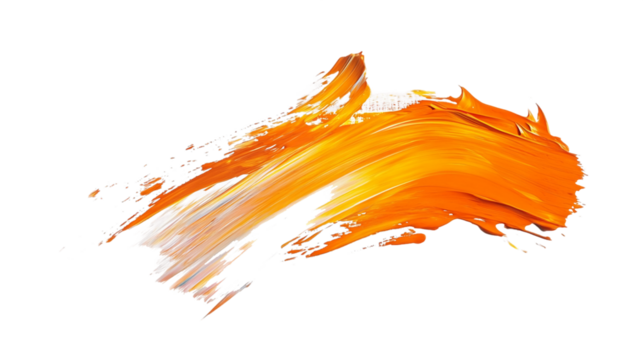 Abstract Orange and White Paint Strokes on Transparent Background, PNG