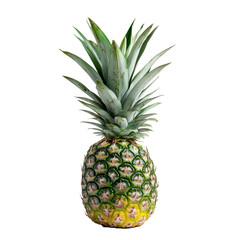Obraz premium Fresh pineapple with vibrant green leaves sitting on a clean transparent background, Fresh pineapple on transparent background