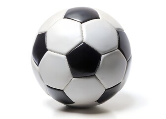 Fototapeta premium Classic Football: A classic, black and white football ball in perfect detail, ready for action, captures the essence of the beautiful game.