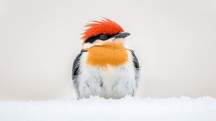 Colorful bird perched on snow
