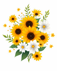 Obraz premium Vibrant sunflowers and daisies bouquet