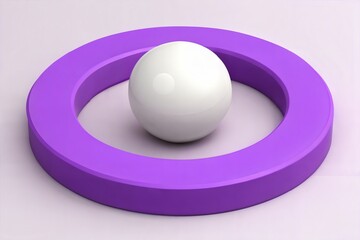 3D rendering of a white ball rolling inside a purple circle, symbolizing momentum and movement. (3d-icon)